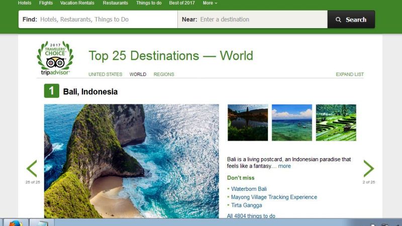 Bali, Tujuan Wisata Terbaik Dunia 2017 versi Tripadvisor