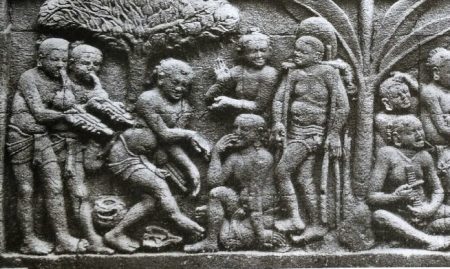 Ilustrasi: Alat musik di relief Karmawibhangga