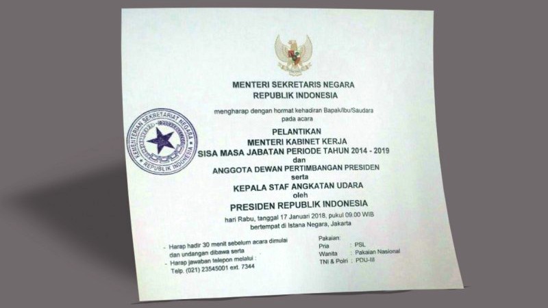 Pelantikan Moeldoko jadi Kepala Staf Presiden tak Ada dalam Undangan
