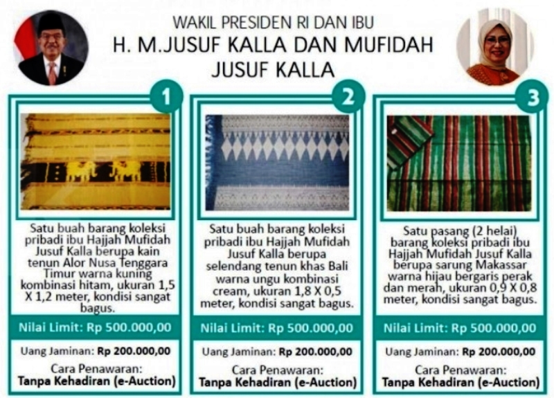 Wakil Presiden Jusuf Kalla dan Sejumlah Menteri Lelang Barang Pribadi, Ada Apa?
