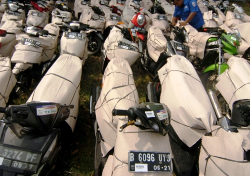 Sepeda motor peserta mudik gratis Pelni pada 2017 lalu.