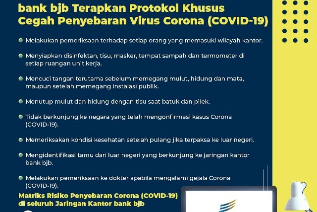 bank bjb Resmi Terapkan Protokol Khusus Antisipasi Wabah Virus Corona