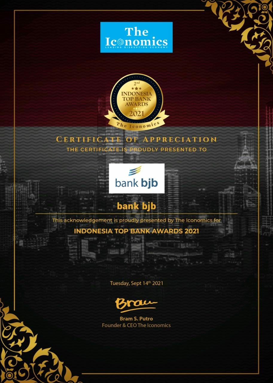 bank bjb Raih Penghargaan Top Bank Awards 2021 dari The Iconomics