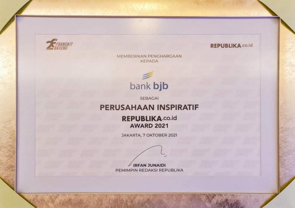 bank bjb raih Penghargaan Perusahaan Inspiratif Republika.co.id Award 2021