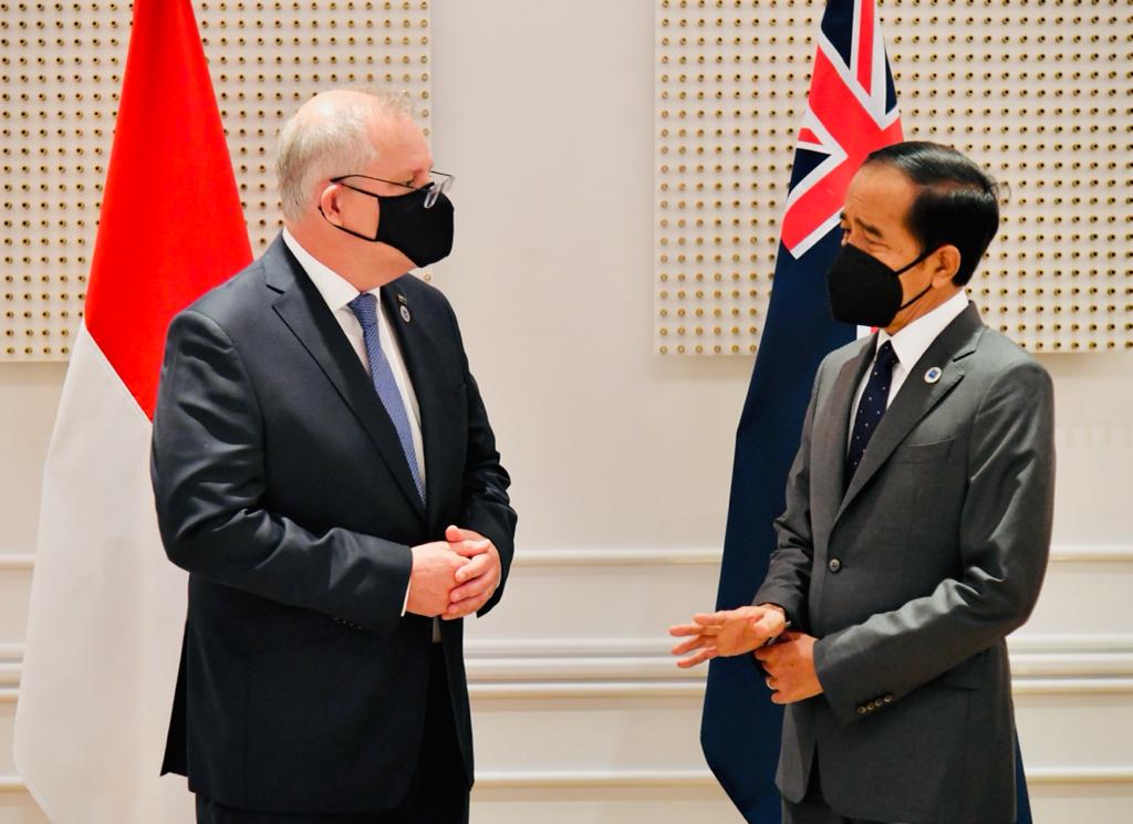 Presiden RI Joko Widodo dan PM Australia Scott Morisson, KTT G20 Roma Italy / istimewa