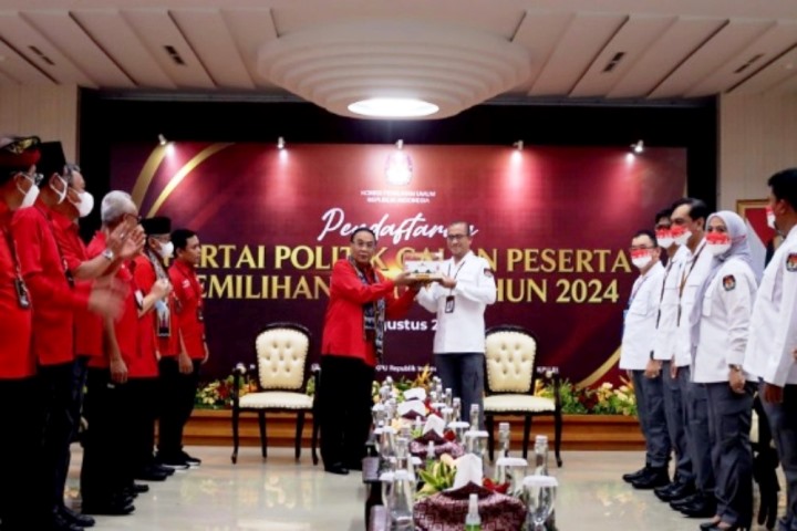 PDI Perjuangan (PDIP) resmi menyerahkan berkas pendaftaran menjadi peserta Pemilu 2024 kepada Komisi Pemilihan Umum (KPU) pada Senin (1/8/2022) pagi. - Dok. PDIP