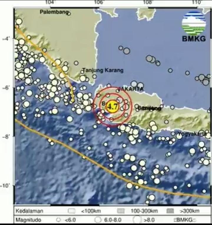 Gempa Mag:4,7 Guncang Sukabumi, Getaran Terasa hingga Bogor, Depok, dan Tangerang Selatan