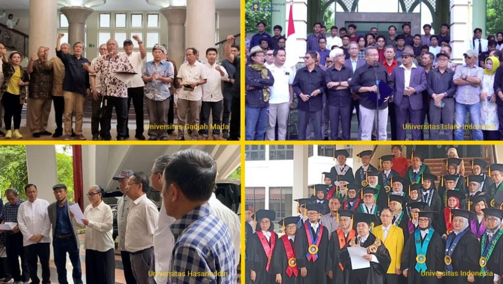 Sivitas akademika UGM, UII, UI dan Unhas yang telah menyatakan keprihatinan kepada pemerintahan Presiden joko Widodo.