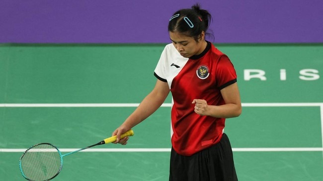 Gregoria Mariska Tunjung raih medali pertama untuk Indonesia di Olimpiade Paris 2024. (REUTERS/Hamad I Mohammed)