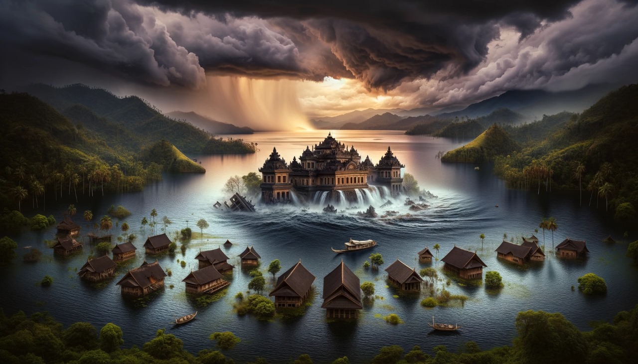 Ilustrasi situ bagendit oleh AI