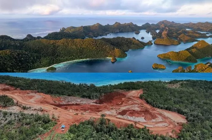 Kerusakan Alam yang terjadi akibat aktivitas pertambangan di Raja Ampat. (Foto: Greenpeace)
