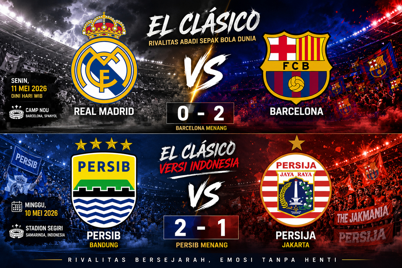 Rivalitas dalam Sepak Bola, Dari El Clasico hingga Persib vs Persija
